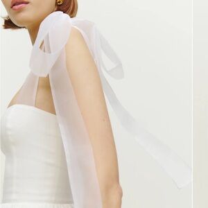 Reformation - Enzo dress - White Mini Dress with Sheer Ribbon